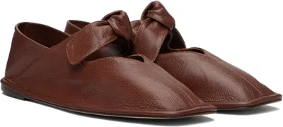 Hereu Brown Llasada Supple Shiny Ballerina Flats In Brown
