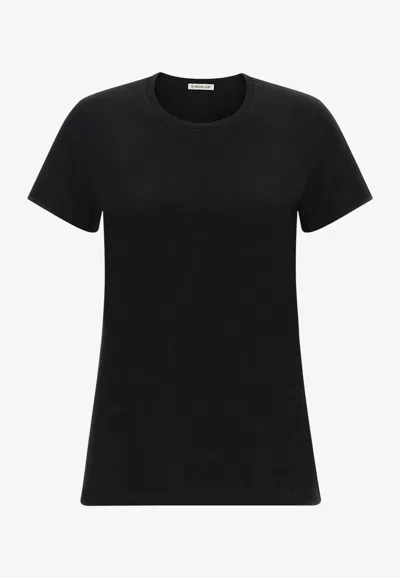 Moncler Cotton Ribbed Crewneck Short-sleeve T-shirt In Black
