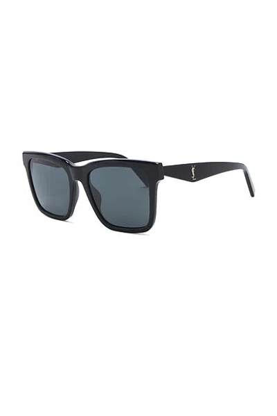 Saint Laurent Monogram Ysl Triangle Rectangular Sunglasses In Black