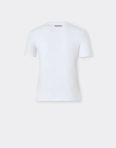 Ferrari Cotton T-shirt With Prancing Horse Print In White