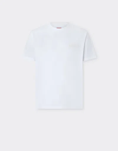 Ferrari Logo-embroidered T-shirt In White