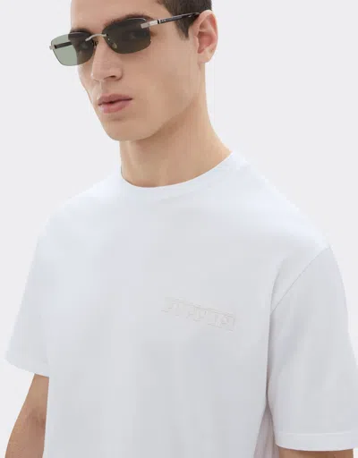 Ferrari Logo-embroidered T-shirt In White
