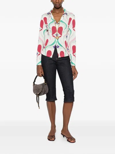 La Doublej Geometric Pattern Buttoned Shirt In Multi