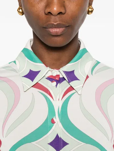 La Doublej Geometric Pattern Buttoned Shirt In Multi