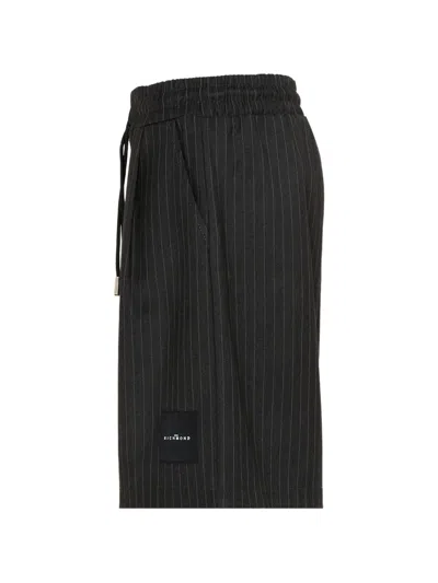 John Richmond Junior Pinstripe Drawstring Shorts In Black