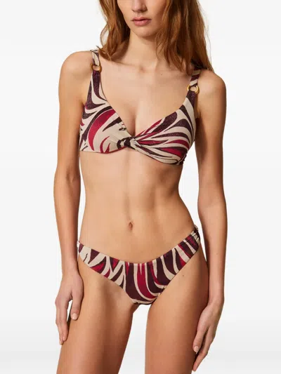 Twinset Printed Bikini Top In Neutral