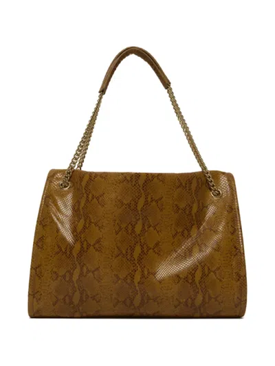 Orciani Venus Python-print Chain-strap Shoulder Bag In Brown