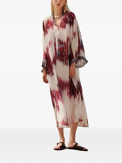 Devotion Freesia Patterned V-neck Dress In White