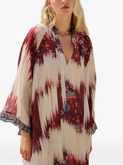 Devotion Freesia Patterned V-neck Dress In White