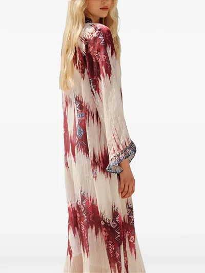 Devotion Freesia Patterned V-neck Dress In White