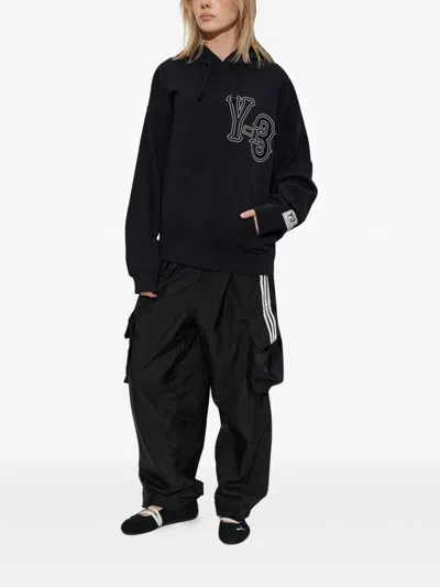 Y-3 Cargo Trousers Elasticated Cuffs Multiple Pockets Stripe In Black