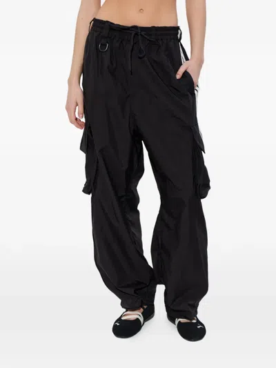 Y-3 Cargo Trousers Elasticated Cuffs Multiple Pockets Stripe In Black
