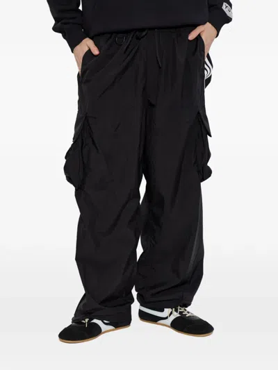 Y-3 Cargo Trousers Elasticated Cuffs Multiple Pockets Stripe In Black