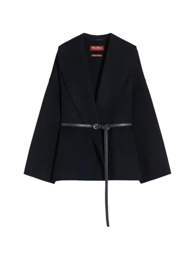 Max Mara Belted Jacket In Blue