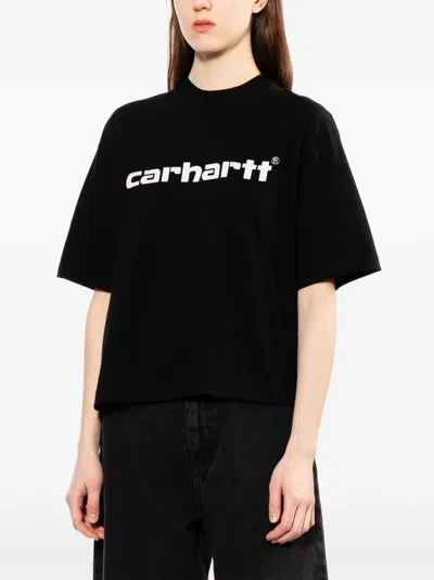 Carhartt Omens Black Archive Script Logo-print Cotton T-shirt In Black
