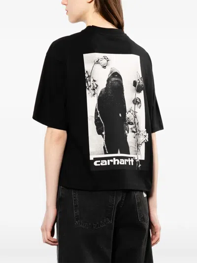 Carhartt Omens Black Archive Script Logo-print Cotton T-shirt In Black