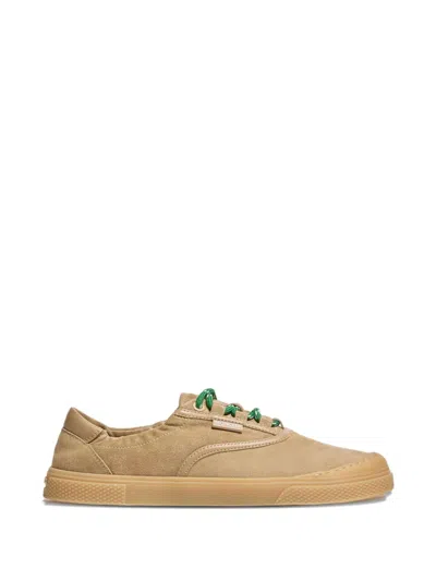 Moncler Lace-up Suede Sneakers With Leather Lining And 2.4 Cm Sole Height In Neutral