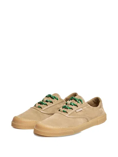 Moncler Lace-up Suede Sneakers With Leather Lining And 2.4 Cm Sole Height In Neutral