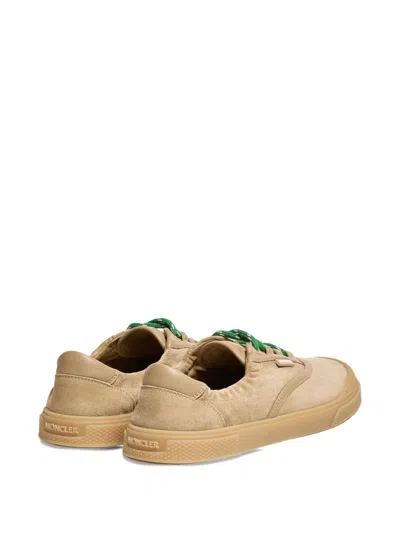 Moncler Lace-up Suede Sneakers With Leather Lining And 2.4 Cm Sole Height In Neutral