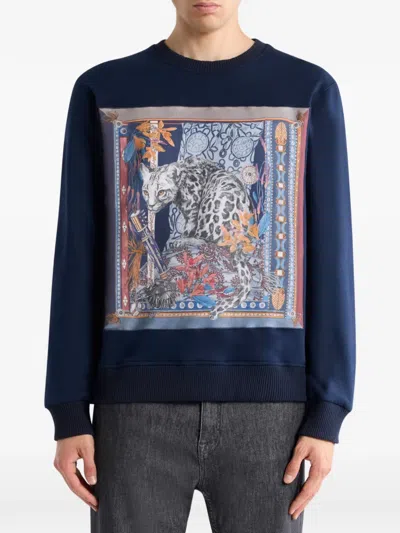 Etro Leopard-print Sweatshirt In Blue