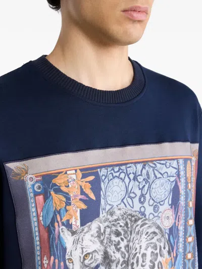 Etro Leopard-print Sweatshirt In Blue