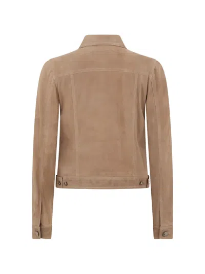 Moorer Elegant Beige Jacket With Classic Collar In Brown
