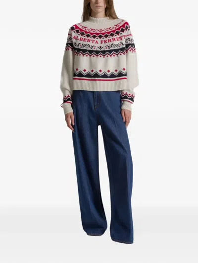 Alberta Ferretti Mock-neck Patterned Sweater In Multi