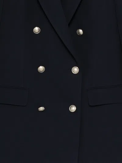 Tagliatore Double Breasted Jacket Front Pockets Notch Lapels In Blue