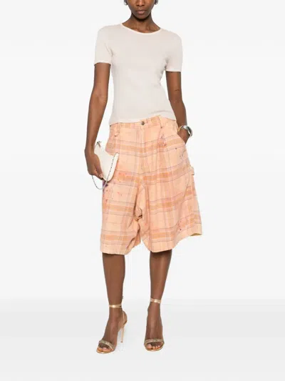 Blumarine Ribbed Short-sleeve T-shirt In Neutral