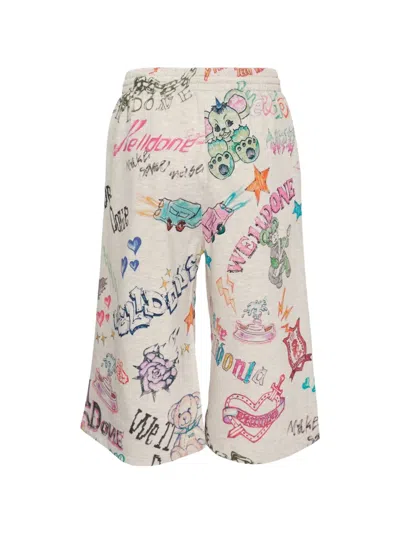 We11 Done Doodle Printed Shorts In Multi