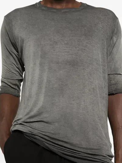 Thom Krom 940 Raw-cut Double-layer T-shirt In Gray