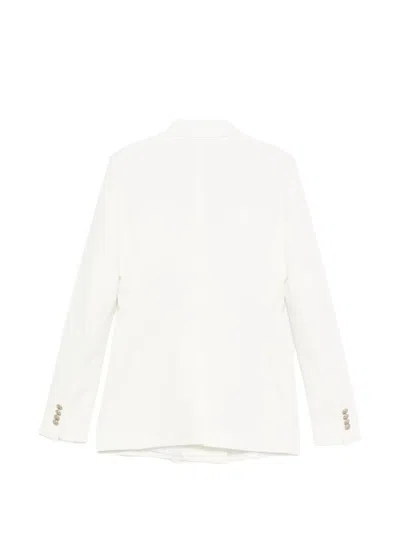 Tagliatore Double Breasted Jacket Structured Front Pockets In White