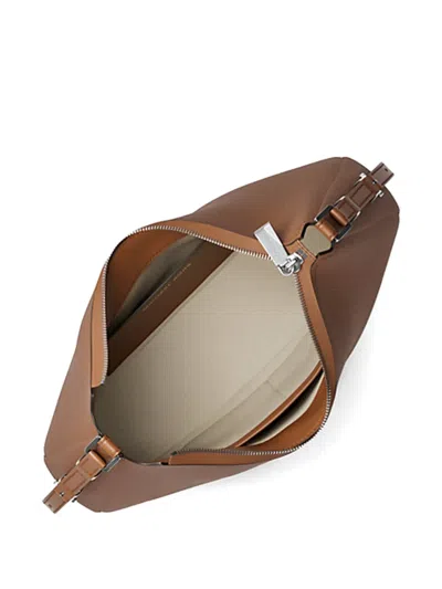Michael Kors Nolita Medium Shoulder Bag In Hammered Leather In Neutral
