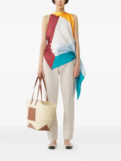 Lanvin Graphic Print Silk Top In Multi