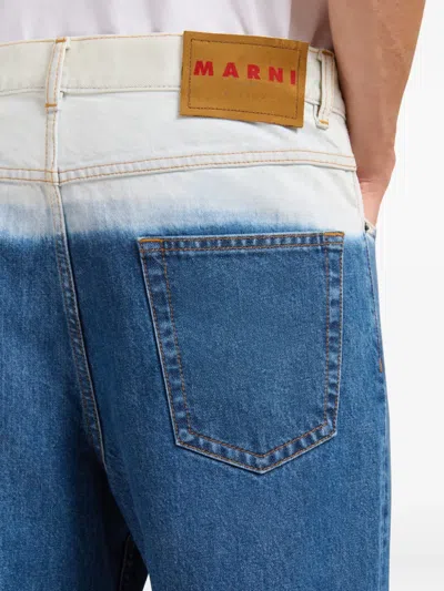 Marni Five Pocket Denim Jeans With Logo Patch In Blue