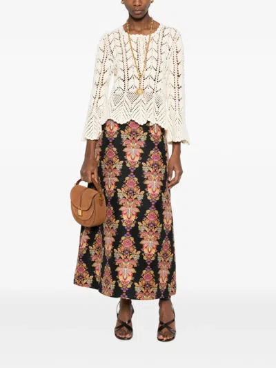 La Doublej Cornucopia Wool-blend Midi Skirt In Multi