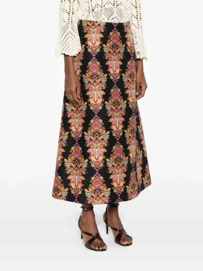 La Doublej Cornucopia Wool-blend Midi Skirt In Multi