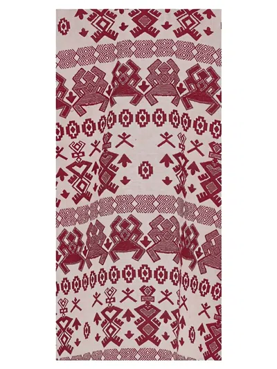 Devotion Patterned Belted Jacket In Red