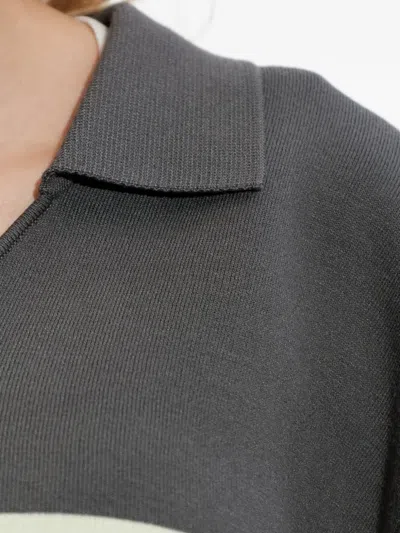 Samsoe & Samsoe Saanne Striped Collared Sweatshirt In Gray