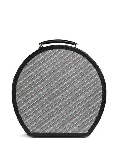 Thom Browne Monogram Hat Box Striped In Gray