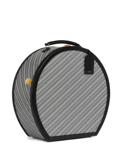 Thom Browne Monogram Hat Box Striped In Gray