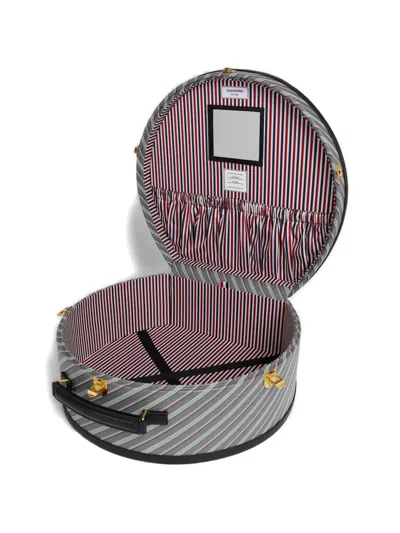 Thom Browne Monogram Hat Box Striped In Gray