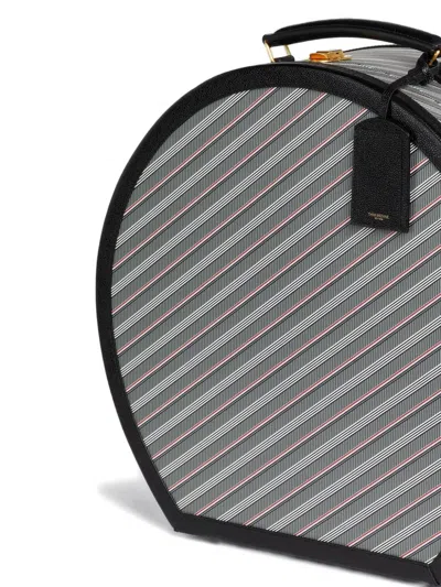 Thom Browne Monogram Hat Box Striped In Gray