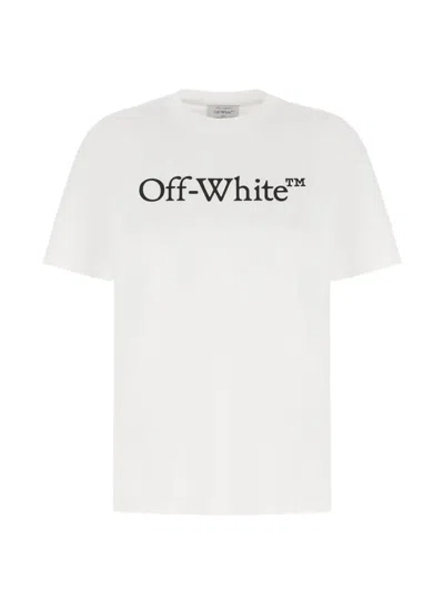 Off-white Relaxed Fit Cotton Tee With Oversized Logo In Neutral