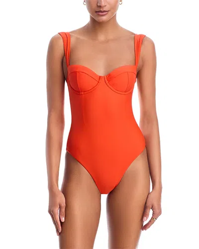 Simkhai Kyle Bustier One-piece Swimsuit In Red