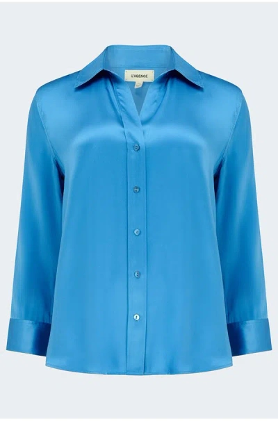 L'agence Dani Three-quarter Sleeve Top In Blue
