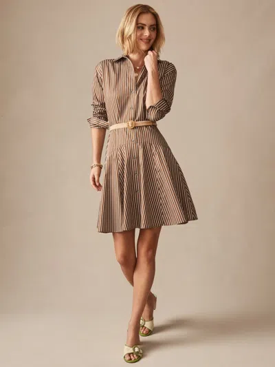 J.mclaughlin Women's Mary Dress In Stripe Brown/white