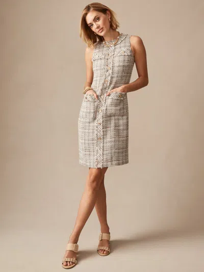 J.mclaughlin Women's Regina Tweed Dress Taupe/off White In Neutral