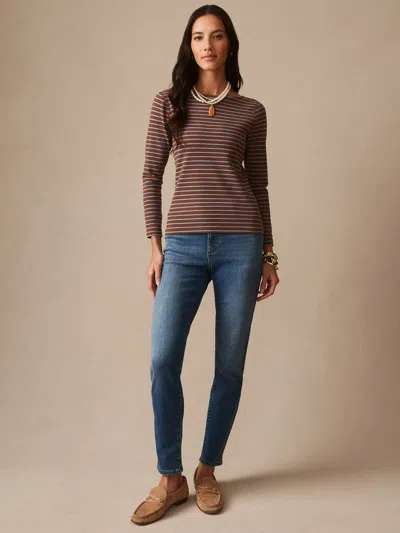 J.mclaughlin Women's Goldie T-shirt In Stripe Brown/sky