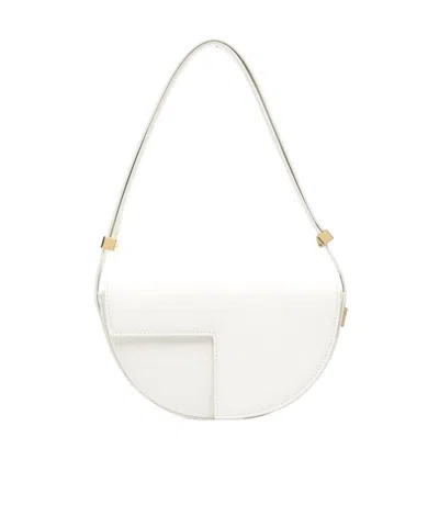 Patou Small Leather Shoulder Bag In White